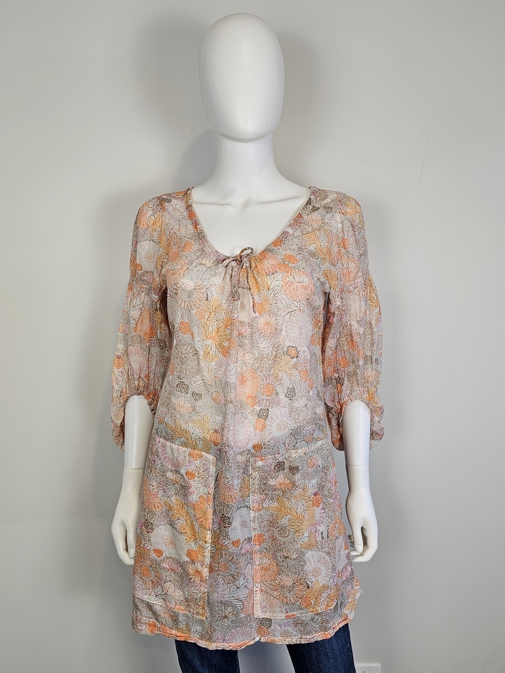Part Two NWT Valeska Blouse Light Orange Pink & Beige Sz 40 US 10-12